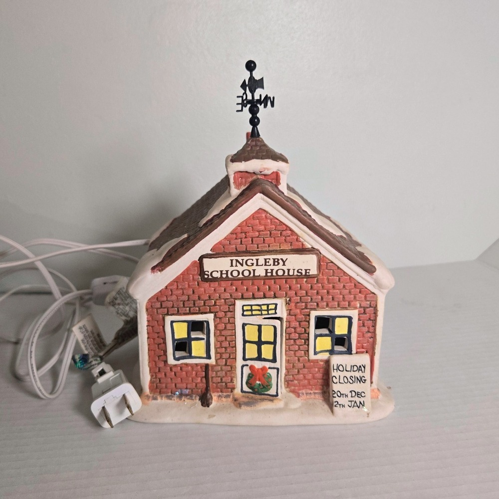 American‎ Greetings Ingleby Village School House Porcelain Lighted Christmas